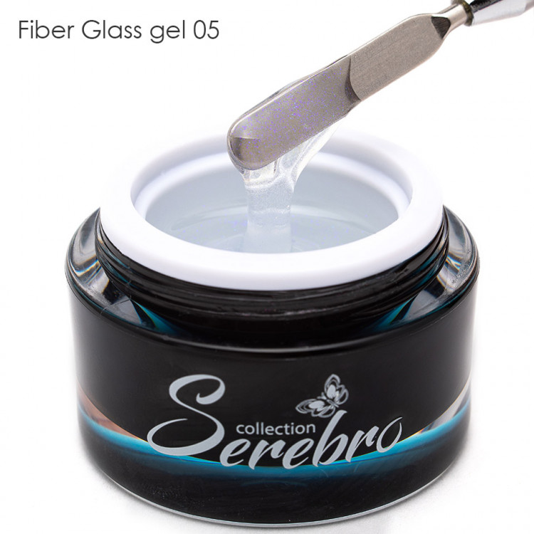 Serebro, Fiber glass гель со стекловолокном №05, цвет прозрачный с голубым микроблеском,15 мл