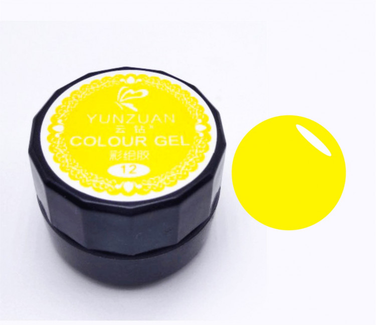 Гель-краска "YunZuan" цвет желтый №12, 8 мл.