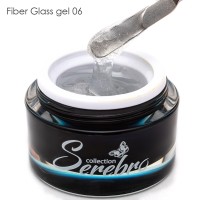 Fiber glass гель со стекловолокном"Serebro collection" №06 (прозрачный с серебристым шиммером),15 мл