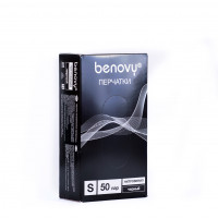 Перчатки нитровиниловые одноразовые BENOVY Черные, размер S (100 шт)