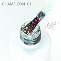 HIT gel, Топовое покрытие без липкого слоя для гель-лака "Chameleon" №01, 9 мл