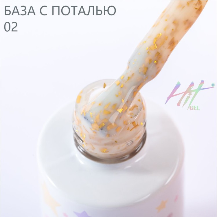 HIT gel, Каучуковая база №02 с золотой поталью, 9 мл