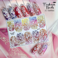 Слайдер-дизайн Fashion Nails, фольгированный + 3D (37)