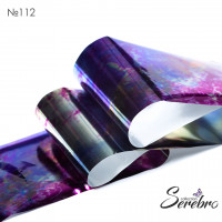 Serebro, Фольга фирменная для дизайна ногтей №112, текстуры глянец, 50 см