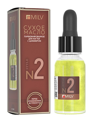 Milv Сухое парфюмированное масло для ногтей с шиммером №2, 15 мл Milv Сухое парфюмированное масло для ногтей с шиммером №2, 15 мл