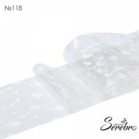 Serebro, Фольга фирменная для дизайна ногтей №118, цвет прозрачная битое стекло глянец, 50 см