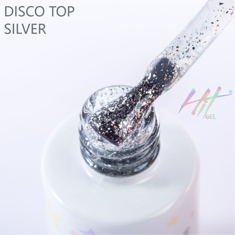 HIT gel, Disco top без липкого слоя Silver, 9 мл