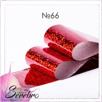 Serebro, Фольга фирменная для дизайна ногтей №66, красные голографические ромбы, 50 см