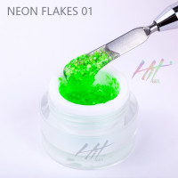 Гель-лак Neon flakes №01 ТМ "HIT gel", цвет: салатовый, 5 мл