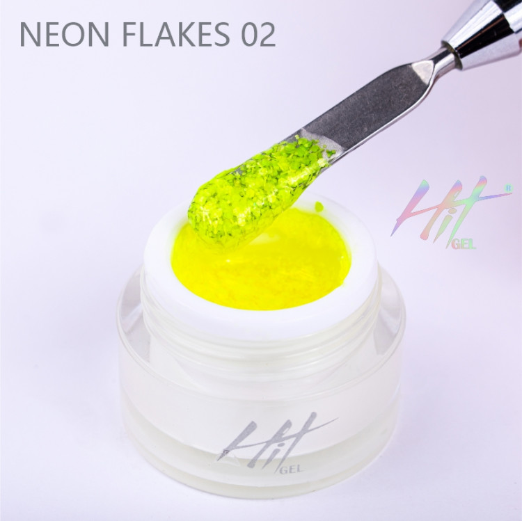 HIT gel, Гель-лак "Neon flakes" №02, цвет жёлтый, 5 мл