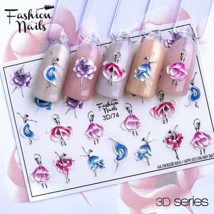 Fashion Nails Слайдер-дизайн цветной 3D (074)
