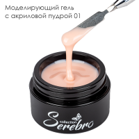 Serebro, Моделирующий гель с акриловой пудрой  №01, 15 мл